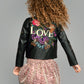 Embroidered Faux Leather Jacket for Girls