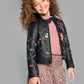 Embroidered Faux Leather Jacket for Girls