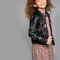 Embroidered Faux Leather Jacket for Girls