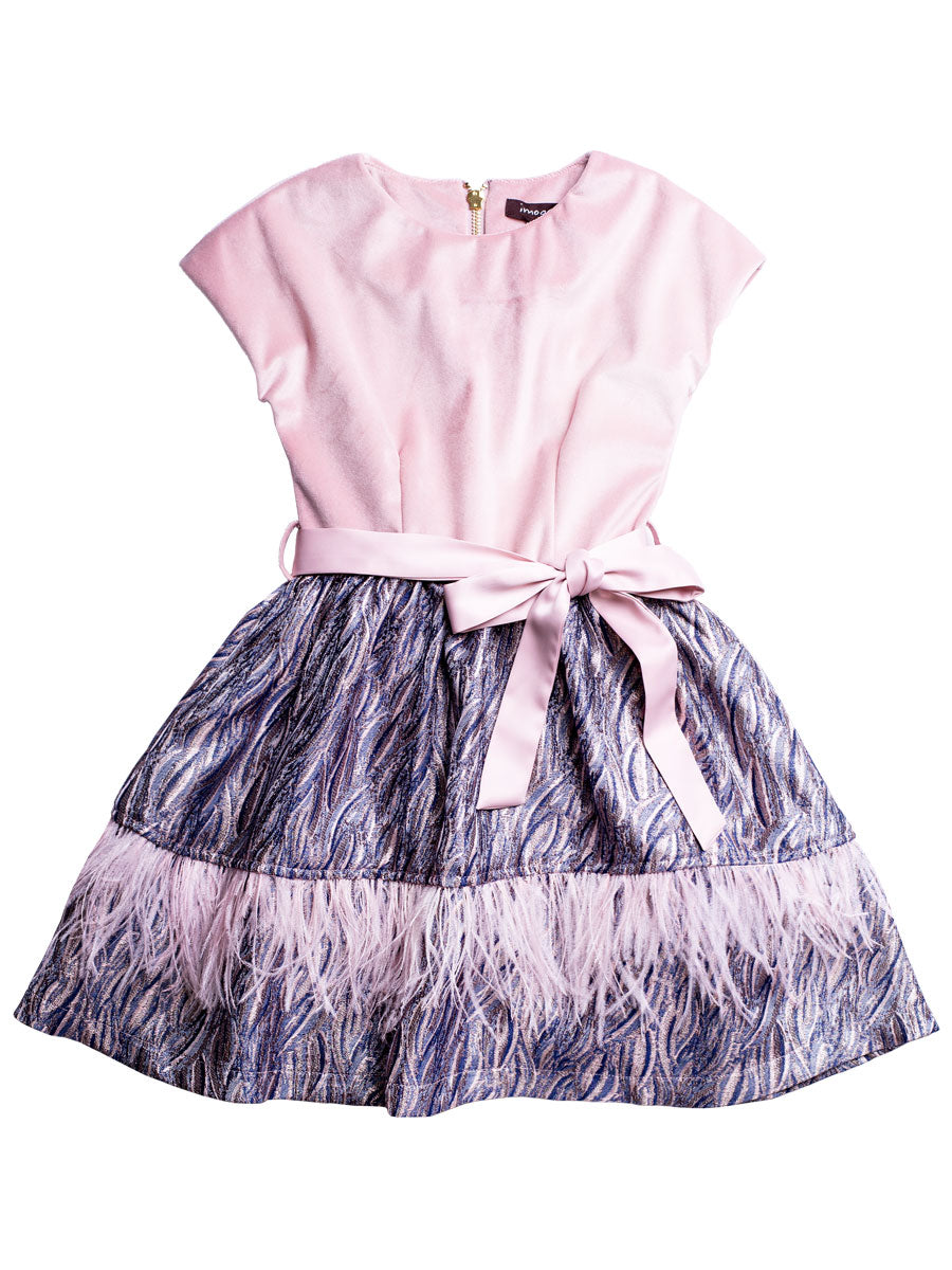 Tamara Feather Trim Dress for Girls