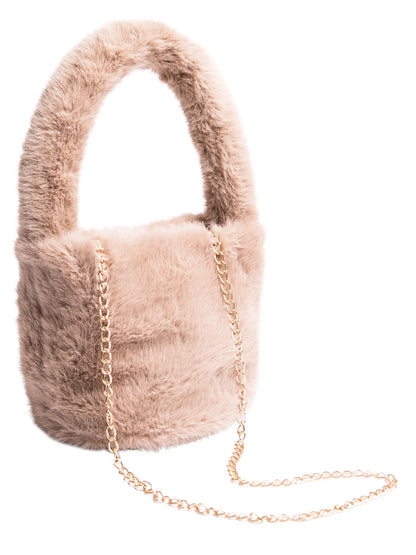 Sandy Fluffy Bag in Nutmeg or Powder Pink