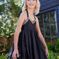 Evaleen Black Halter Dress with Gems
