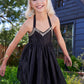 Evaleen Black Halter Dress with Gems