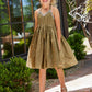 Evaleen Gold Halter Dress with Gems  for Girls