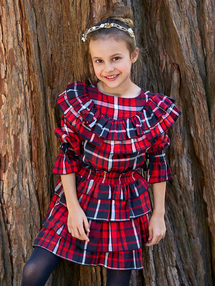 Quinn Red Plaid Ruffle Dress