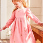 Fiona Pink Floral Embroidered Cord Dress for Girls