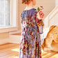 Claudette Blue Floral Velvet Dress for Girls