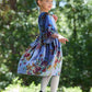 Claudette Blue Floral Velvet Dress for Girls