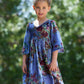 Claudette Blue Floral Velvet Dress for Girls