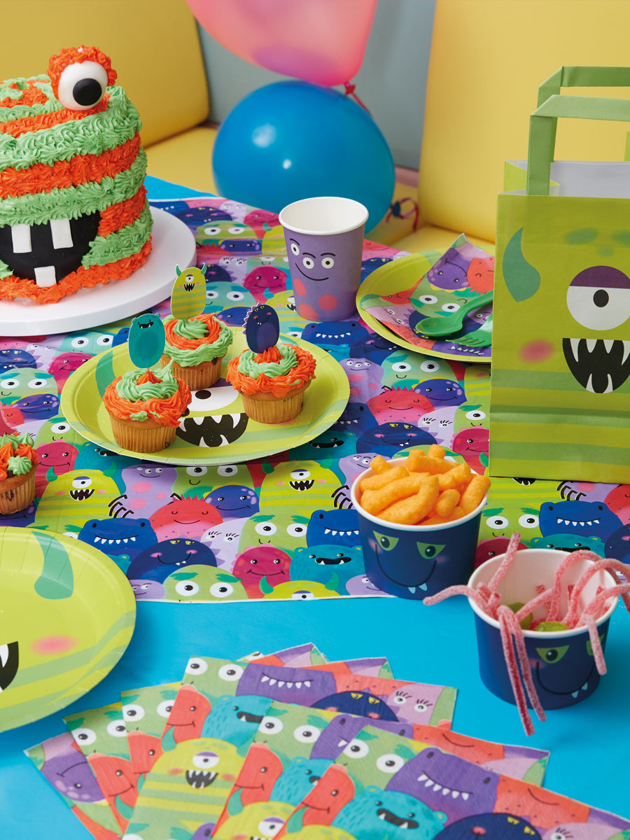 Mini Monster Paper Plates, Green x8