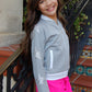 Glitter Star Grey Knit Jacket for Girls