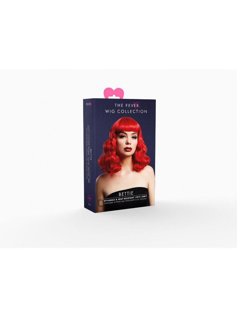 Fever Bettie Wig with Short Fringe, Red Package