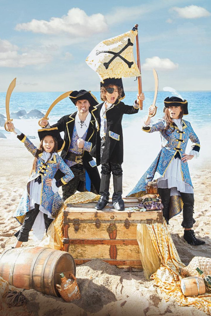 Pirate Blue Brocade Costume for Boys-Chasing Fireflies