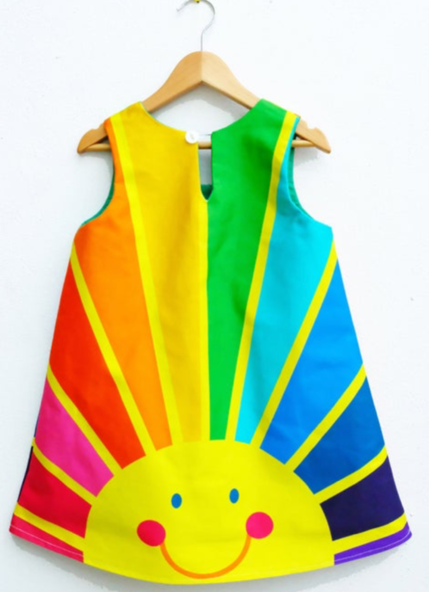 Girls Rainbow Sunrise Print Dress