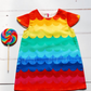 Rainbow Scallop Print Dress for Girls