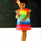 Rainbow Scallop Print Dress for Girls