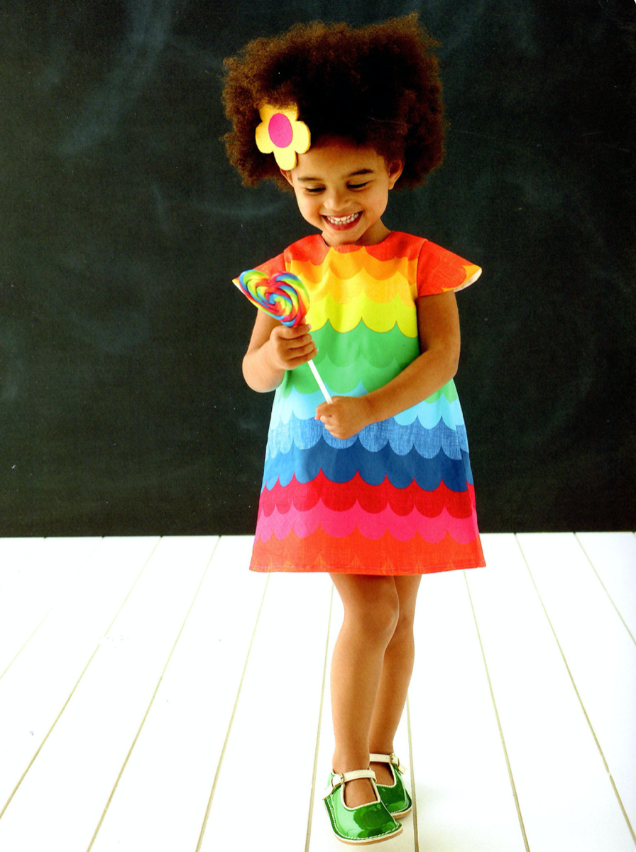 Rainbow Scallop Print Dress for Girls