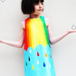 Rainbow Raindrops Print Dress for Girls