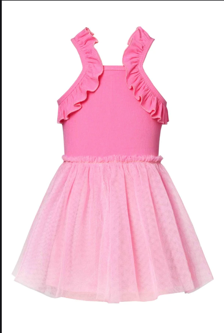 Pink Tulle Tutu Dress with Sequin Stars for Girls