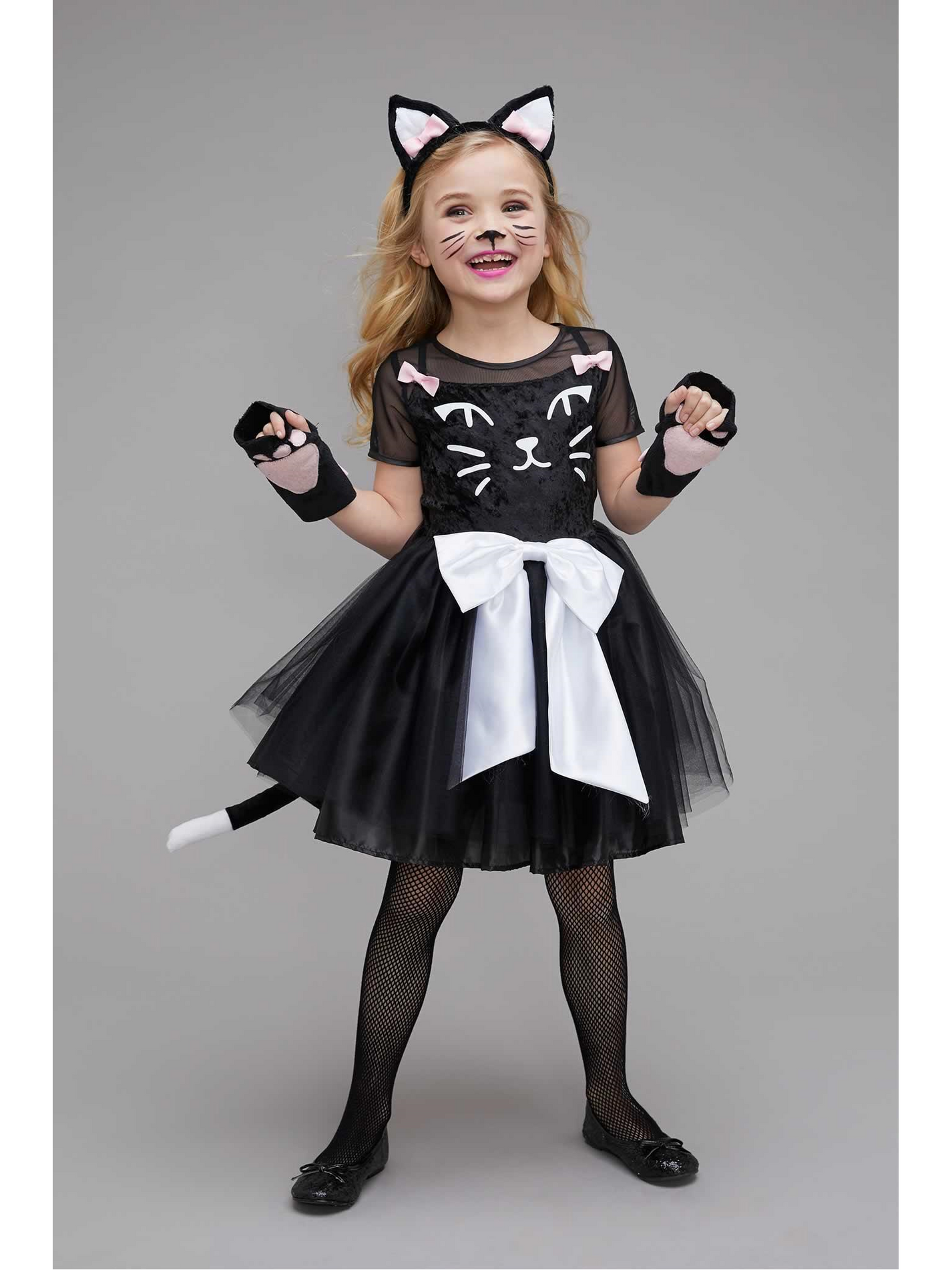 Black Cat Costume for Girls Chasing Fireflies