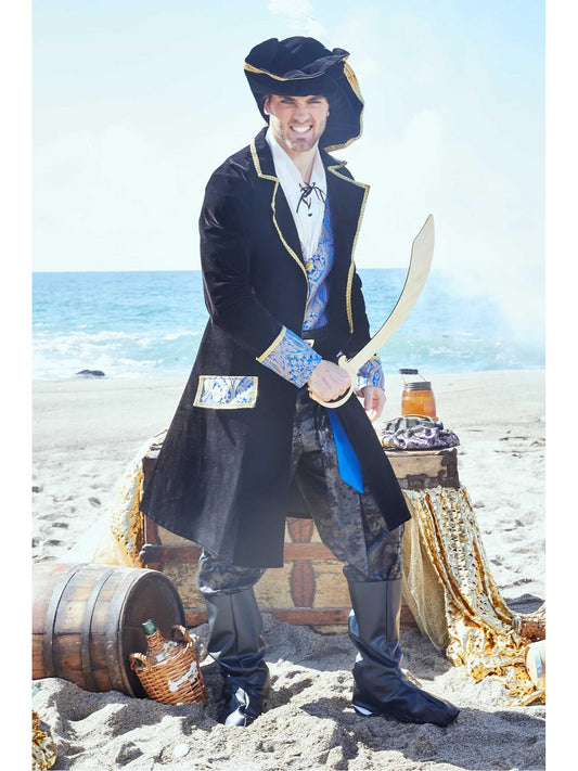 Blue Brocade Pirate Costume for Men