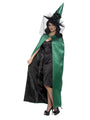 Reversible Green and Black Witch Cape for Women