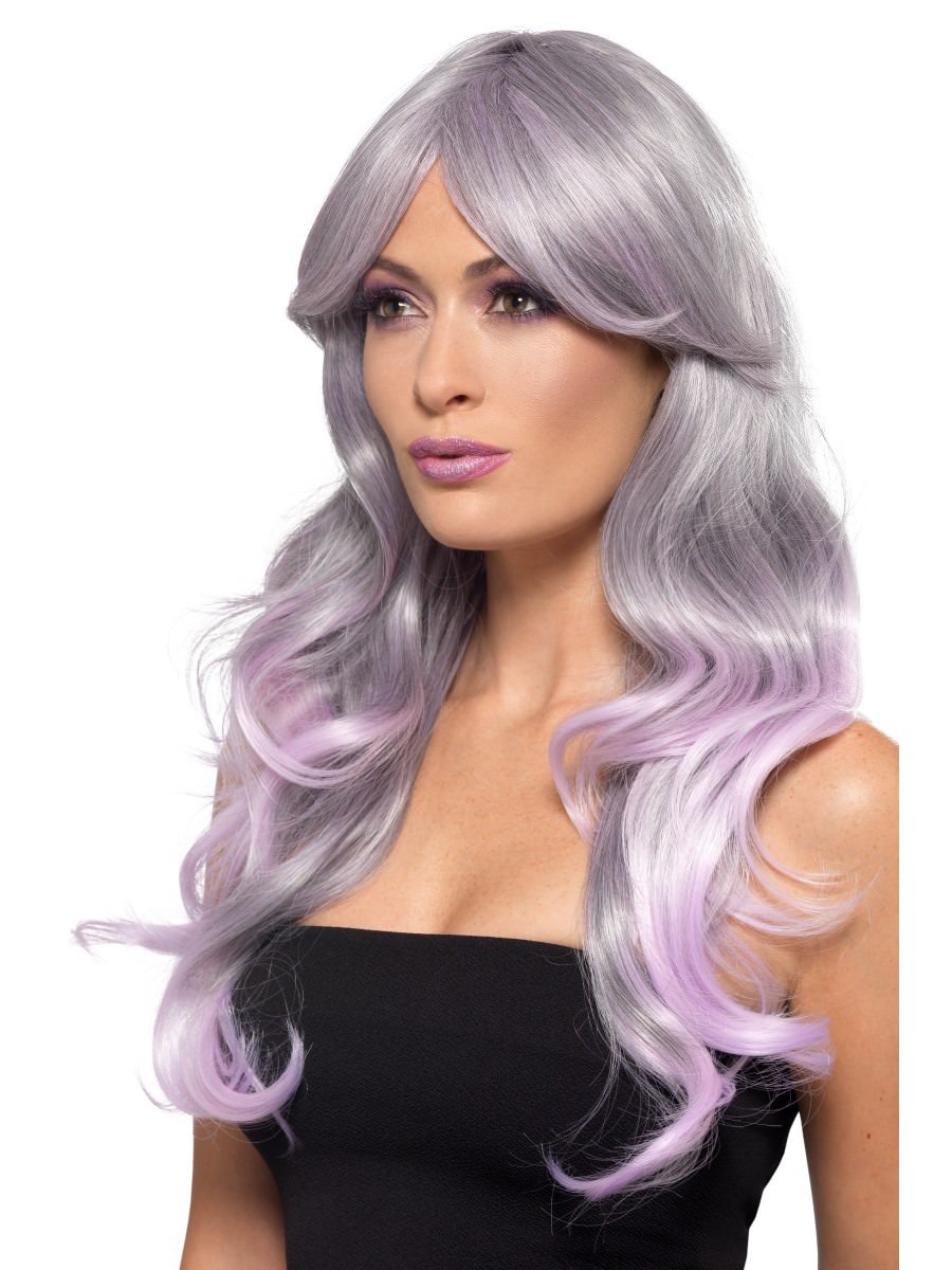 Fashion Ombre Wig, Grey & Pastel Pink