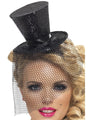 Fever Mini Top Hat on Headband, Black