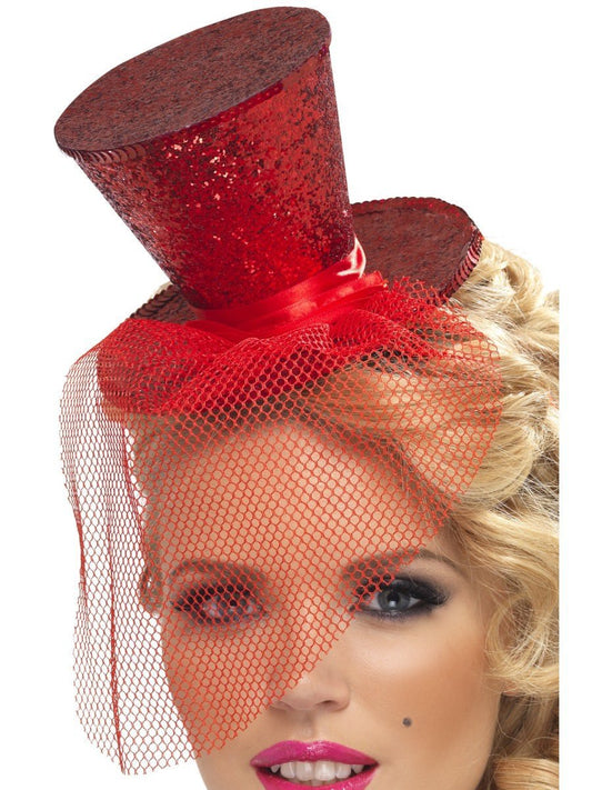 Fever Mini Top Hat on Headband, Red