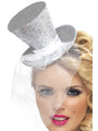 Fever Mini Top Hat on Headband, Silver
