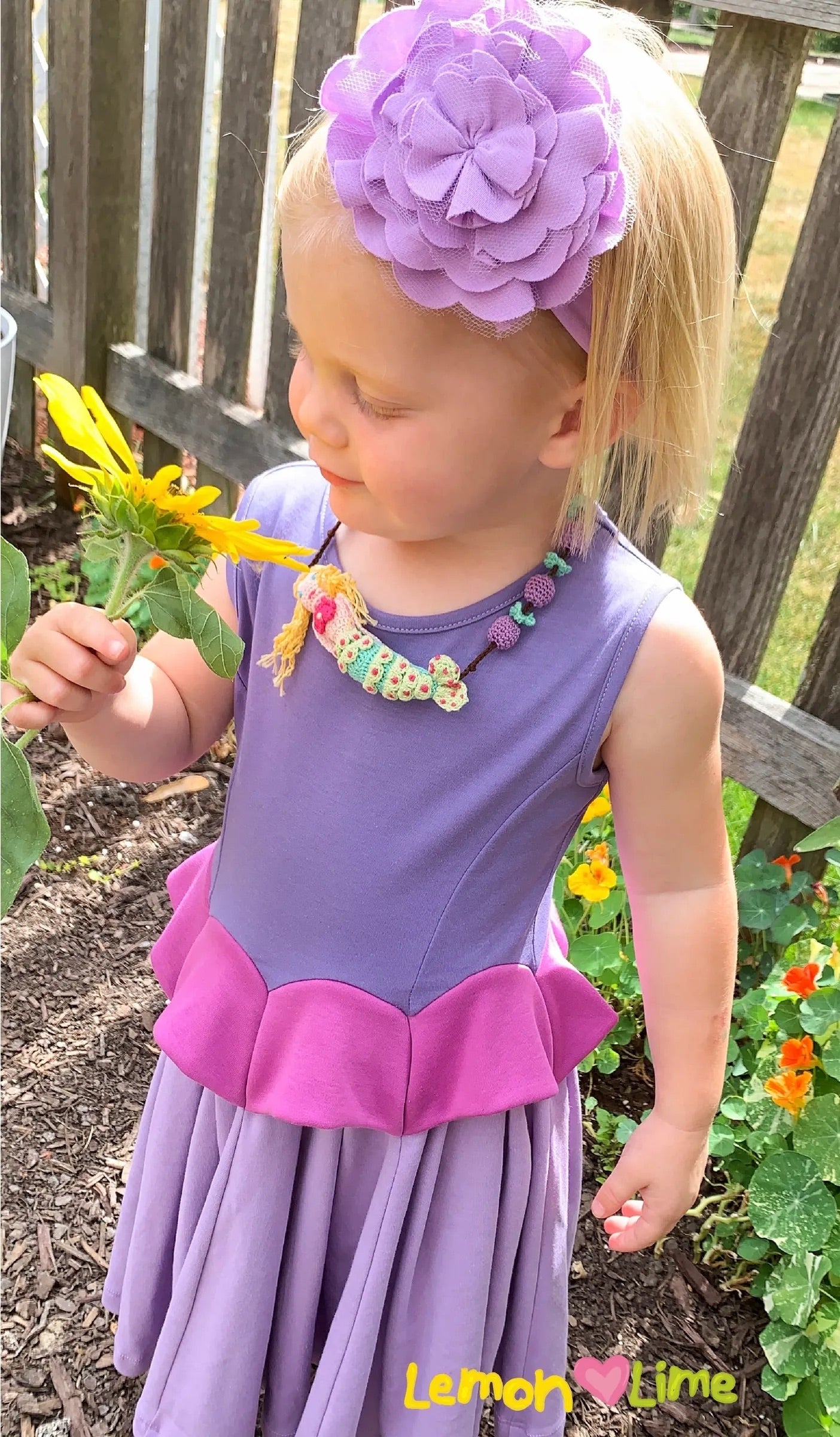Lilac Bellflower Fairy Peplum Veronica Dress for Girls Alt 1