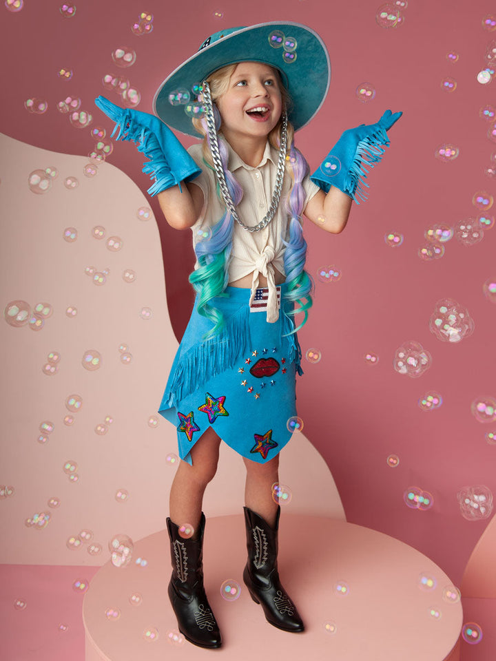 Americana Cowgirl Skirt with Sequin Patches