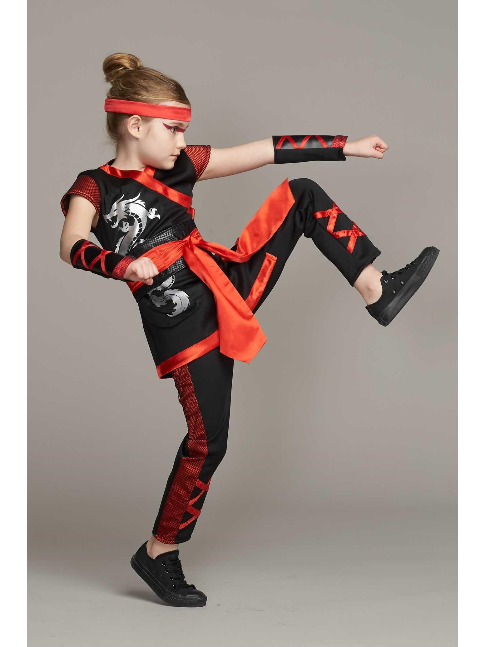 Red Ninja Costume For Girls  bla alt1