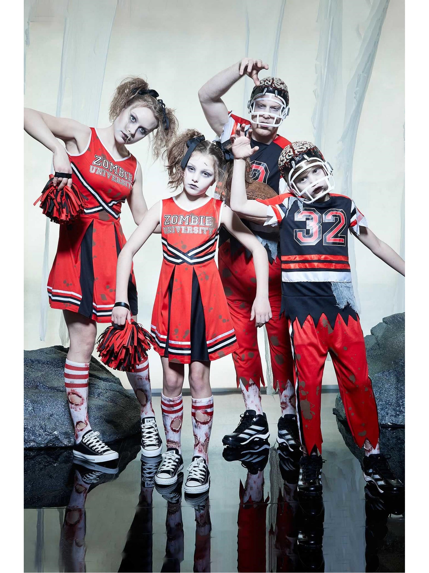 Zombie Cheerleader Costume for Girls  red alt2